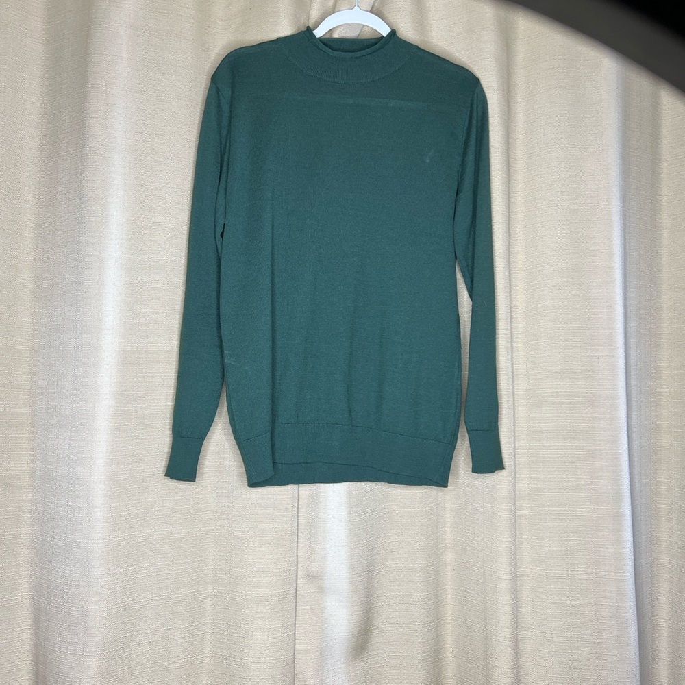 Far Afield Men's Green Sweater roll neck size large merino wool blend